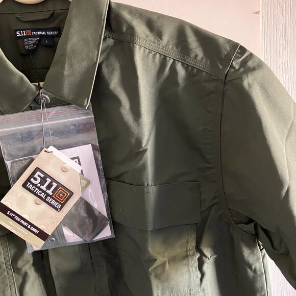 511 TACTICAL Short Sleeve Cotton Shirt Military Green Heavyweight Size Large. - Picture 5 of 14